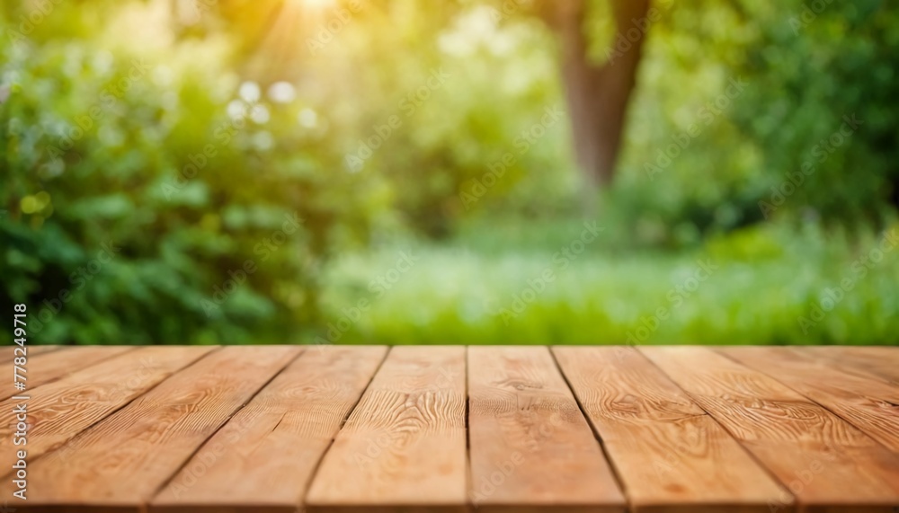 wooden table and grass