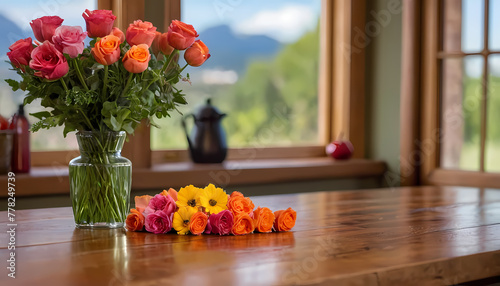 tulips in a vase on the table #778249739