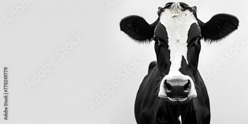  black and white cow with a white background