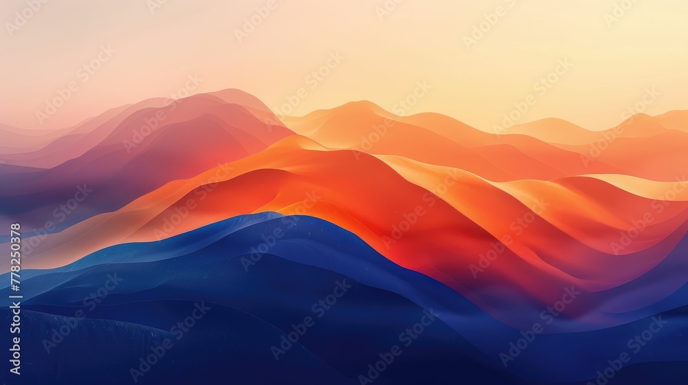 Serene Gradient Landscape of Mesmerizing Mountainous Vistas and Atmospheric Hues at Sunset