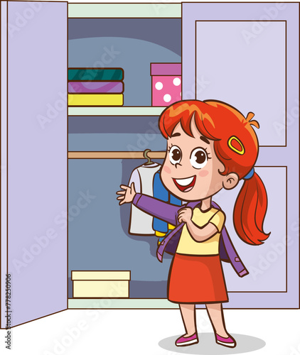  vector illustrations of children wearing clothes .children changing dresses and trousers.