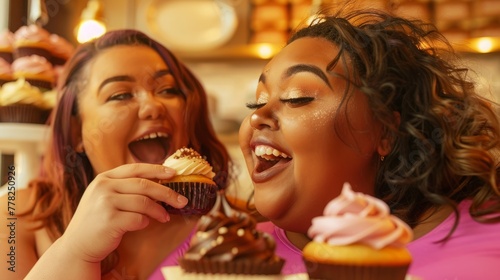 Joyful Friends Enjoying Cupcakes