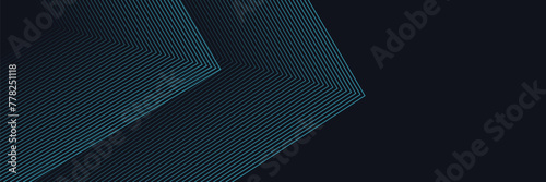 Dark blue abstract background with glowing geometric lines. Modern shiny blue rounded square lines pattern. Elegant graphic design.