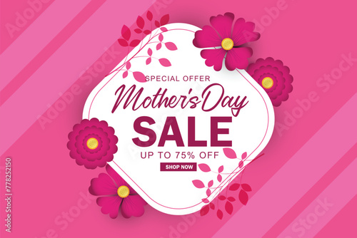 Нappy Mother's Day Sale background with pink flowers