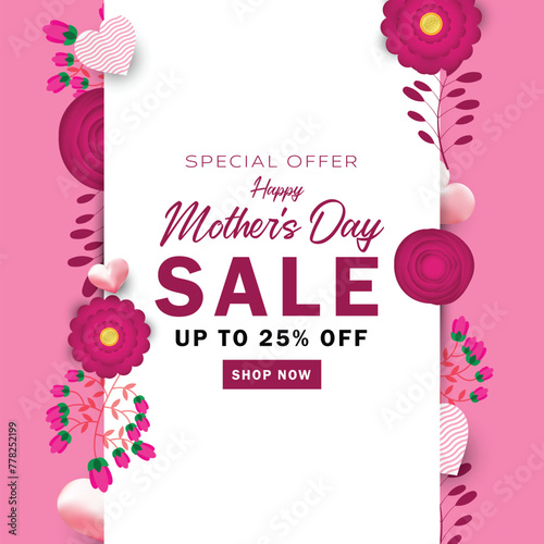 Нappy Mother's Day Sale background with greeting card