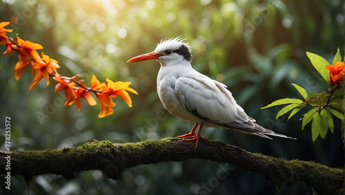 tern setting on a tree