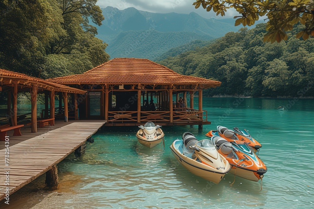 Jet Ski Rental Station Rental station with jet skis available for water adventures Jet Ski Rental Station Rental station with jet skis available for water adventures
