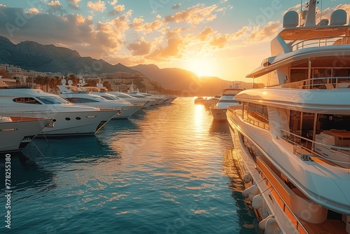 Private Yacht Harbor Exclusive harbor with luxury yachts docked photo