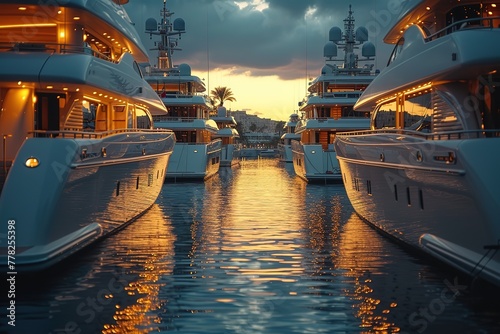 Private Yacht Harbor Exclusive harbor with luxury yachts docked