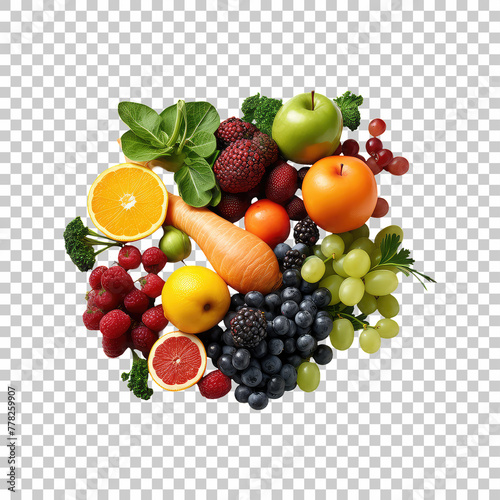 Fruits and vegetables on a transparent background