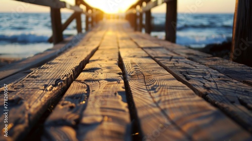 wooden pier at sunset photo