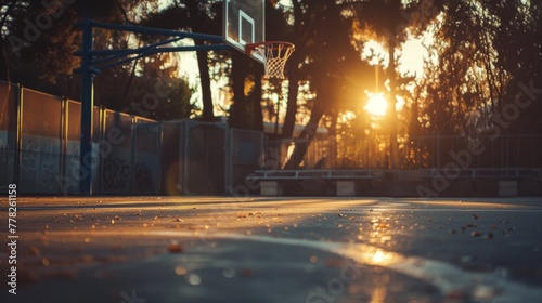 sunset in the basket ball park photo