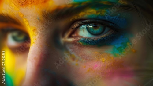 face with colorful makeup