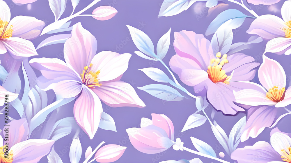 seamless pattern with pink flowers Generative AI
