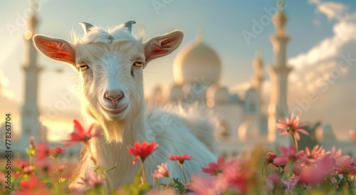 Goat Qurban Eid al adha mubarak festival islamic background Generated with Ai Tools