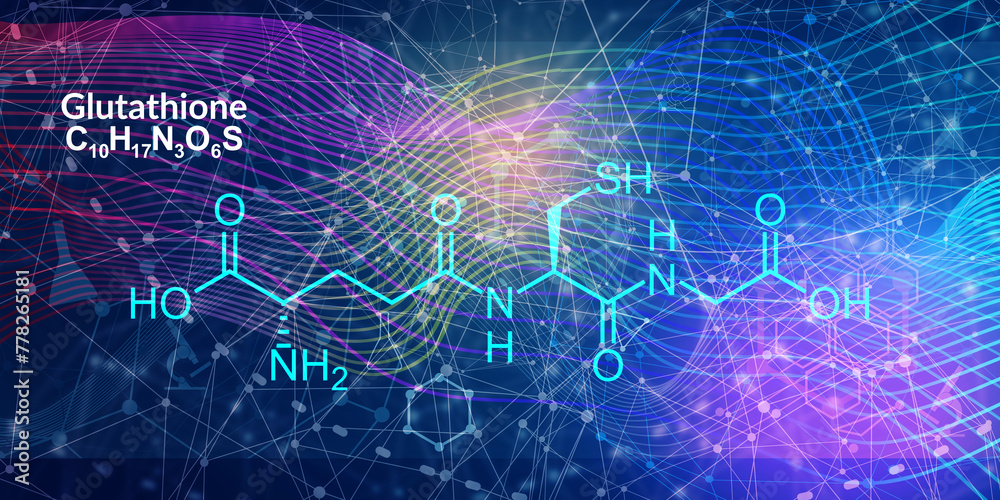 Glutathione or reduced glutathione, GSH endogenous antioxidant molecule. Skeletal formula. Glutathione or reduced glutathione, GSH endogenous antioxidant molecule. Skeletal formula.