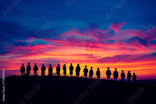 Graduation Day Silhouettes at Sunset