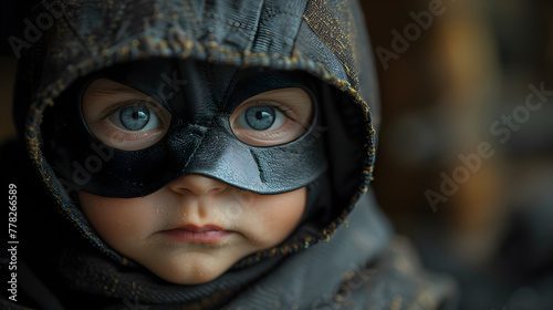 Baby Dressed as a Thief with a Playful Costume and Mask for a Fun and Imaginative Role