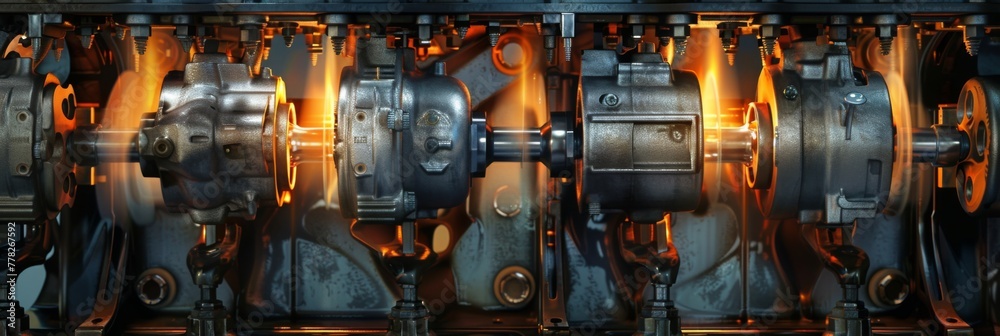 Fototapeta premium Gasoline engine on which the engine is cut in half