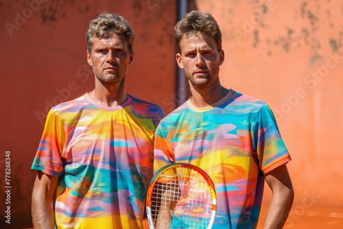 Tennis Players in Colorful Outfits on Court © Pure Imagination