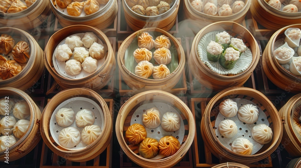 Dim sum in bamboo steamer Dim sum in bamboo steamer