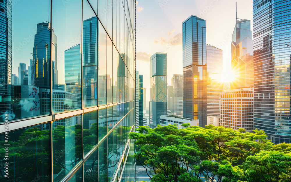 Obraz premium Corporate office building exterior landscape,created with Generative AI tecnology.