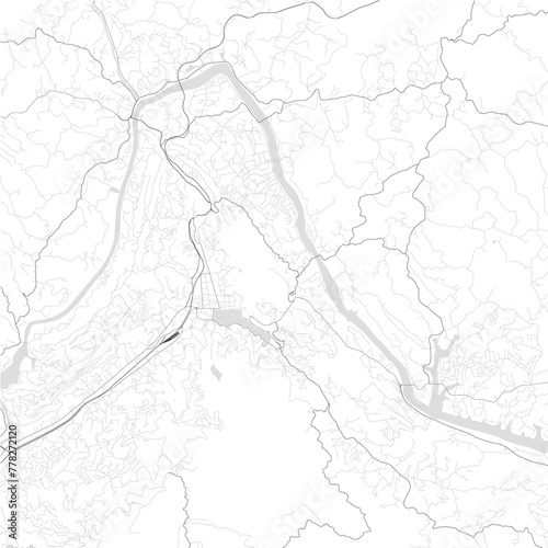 Sri Lankan map of kandy city, minimal map outline with rivers and roads photo