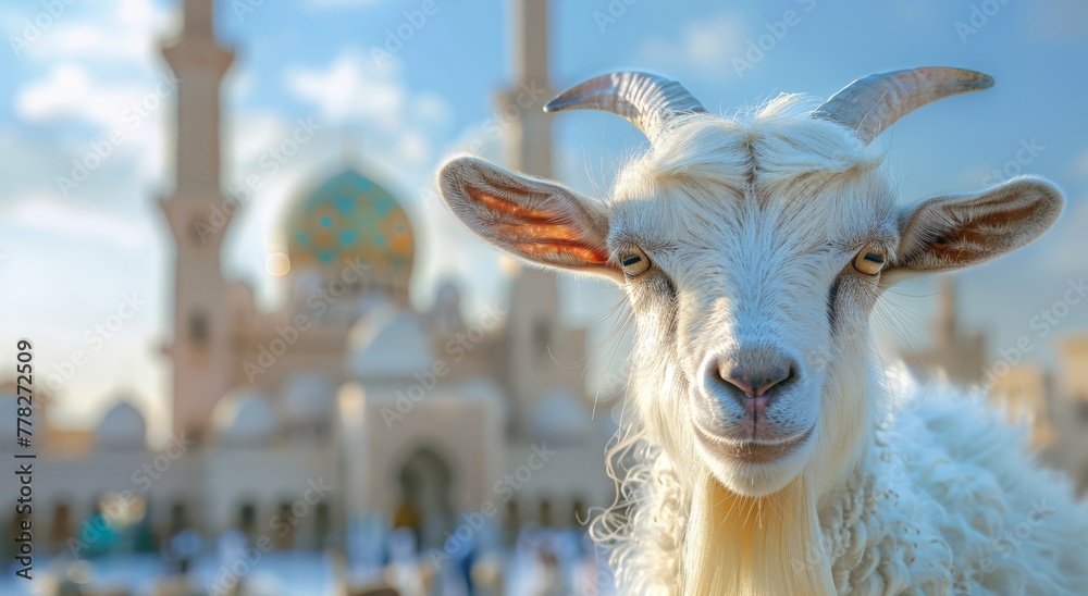 Goat Qurban Eid al adha mubarak festival islamic background Generated with Ai Tools Goat Qurban Eid al adha mubarak festival islamic background Generated with Ai Tools