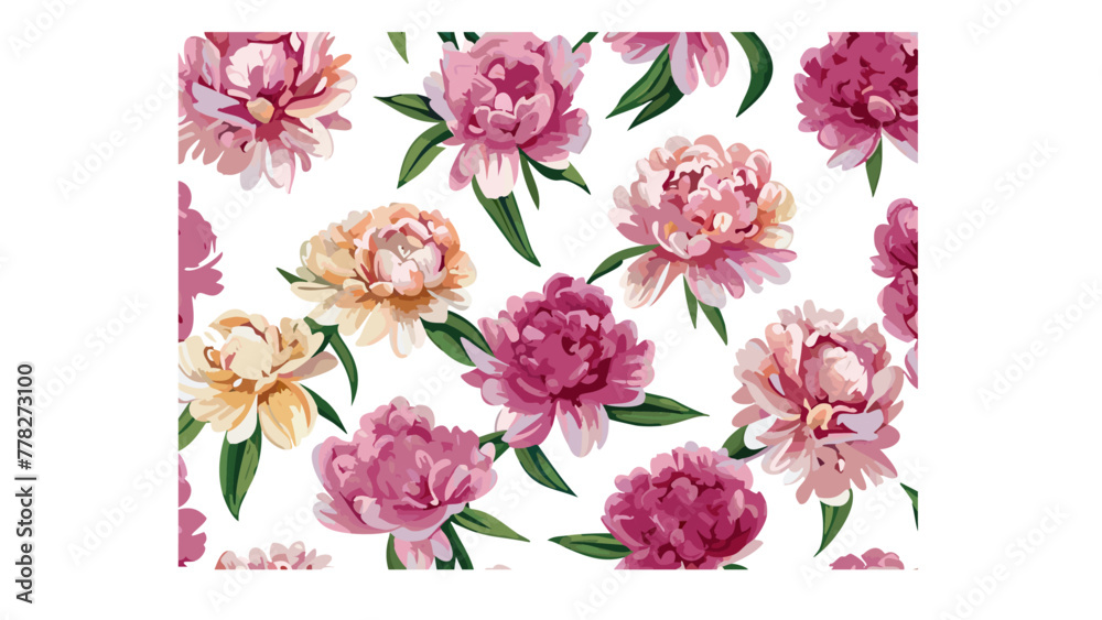 Pionies floral pattern print vector illustration