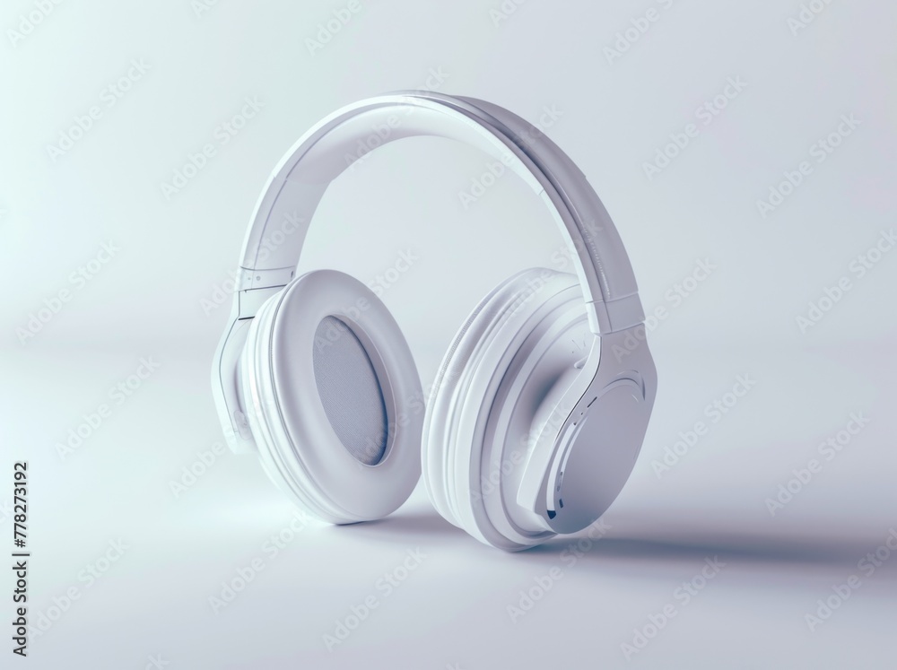 3D rendering of white headphones isolated on the backg 3D rendering of white headphones isolated on the backg