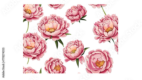 Pionies floral pattern print vector illustration photo