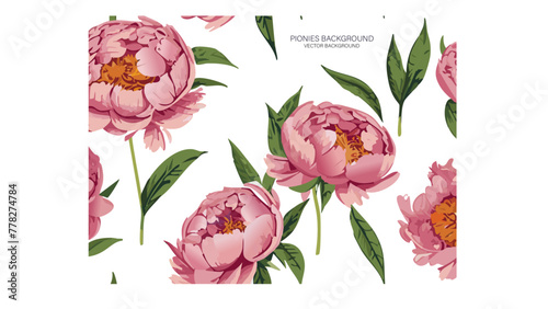 Pionies floral pattern print vector illustration photo