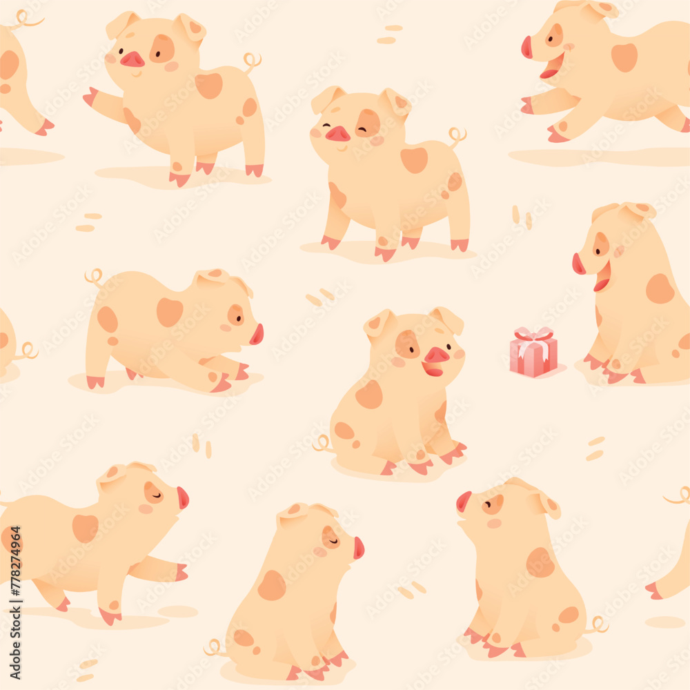 Pattern seamless tile background with cute pig. vector illustration Pattern seamless tile background with cute pig. vector illustration