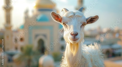 Goat Qurban Eid al adha mubarak festival islamic background Generated with Ai 