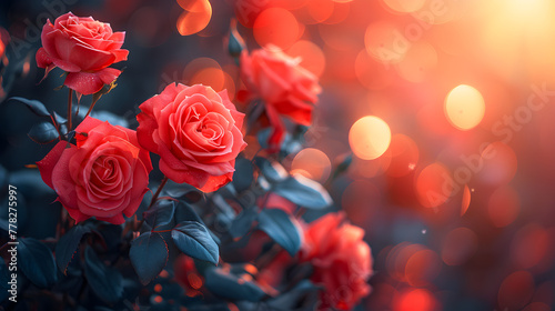 Background  Beautiful Floral Natural Background with Red Roses