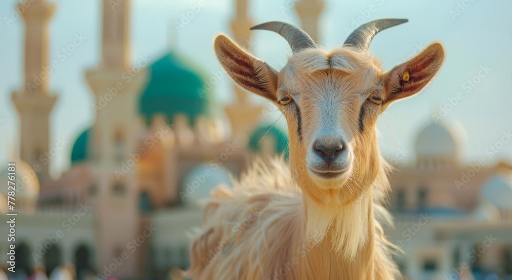 Goat Qurban Eid al adha mubarak festival islamic background Generated with Ai Goat Qurban Eid al adha mubarak festival islamic background Generated with Ai