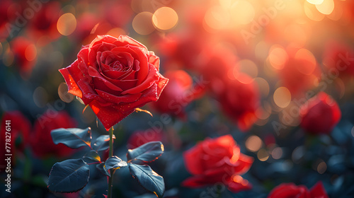 Background  Beautiful Floral Natural Background with Red Roses
