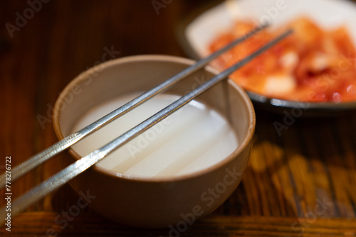 Photography View of the makgeolli, traditional Korean wine