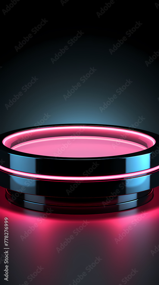 Glowing lines constitute a 3D booth