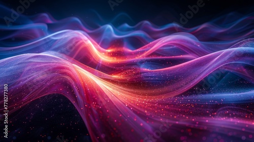 A colorful wave of light with red and blue streaks. The image is abstract and has a dreamy, otherworldly feel to it