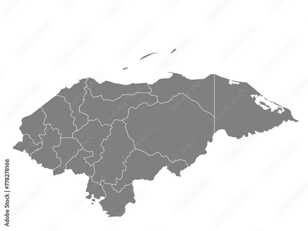 Outline of the map of Honduras with regions