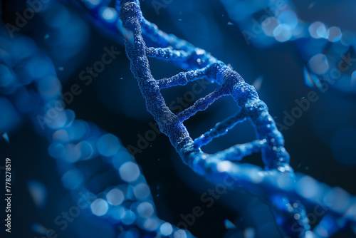 dna genetics electron microscopy on blue background  photo