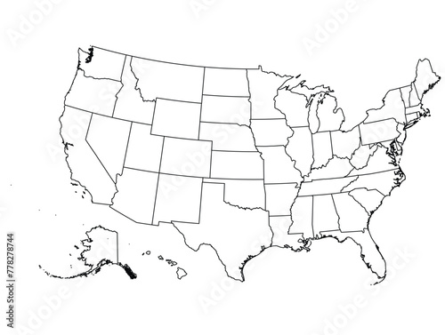 Outline of the map of United States with regions