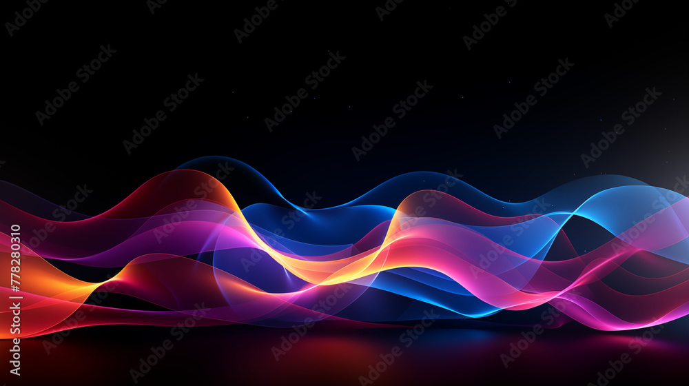 Vibrant Neon Light Waves on a Dark Background - Artistic Wallpaper Vibrant Neon Light Waves on a Dark Background - Artistic Wallpaper