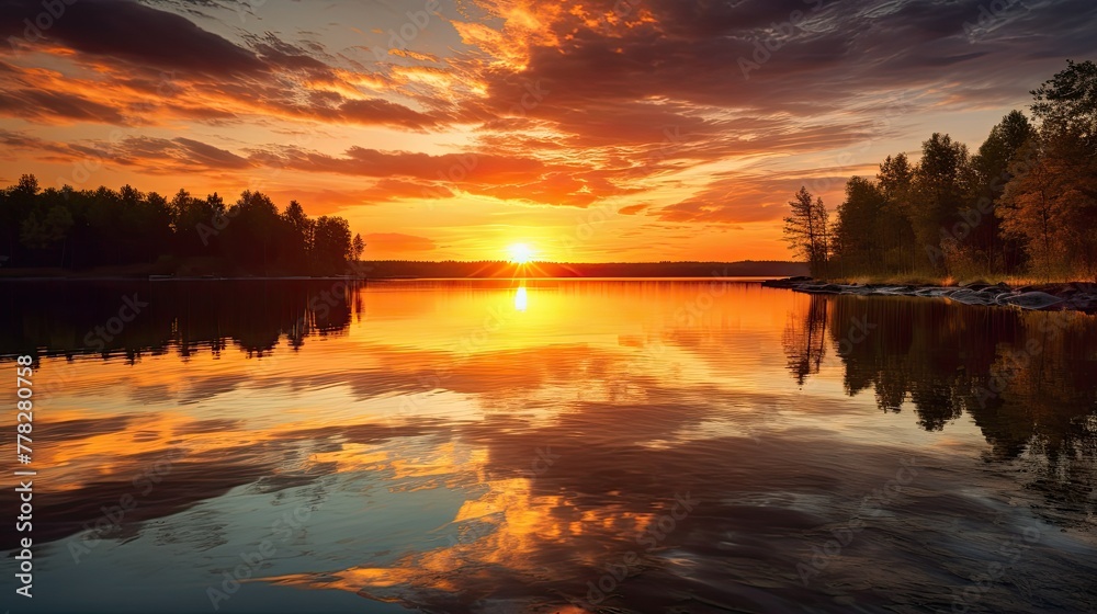 Obraz premium sunset over the river