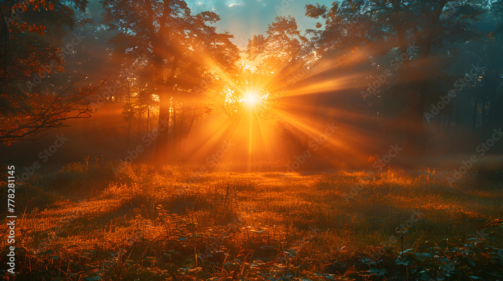 Obraz premium sunrise in the forest