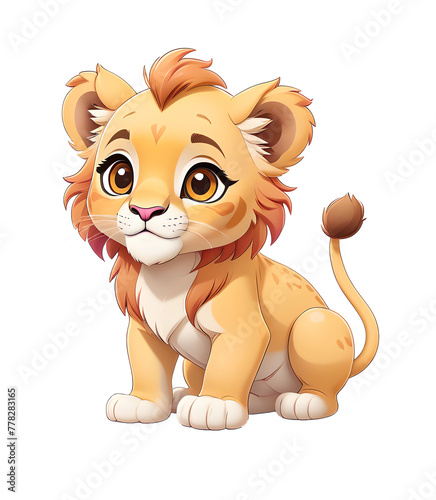Cute lion cub, cartoon character.