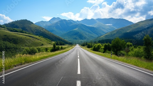 Road in the mountains. Road in the mountain valley. Beautiful view. Traveling. Nature watching. Beautiful scenery. Trips concept. Travelling by car.