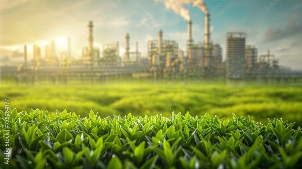 CCUS, showcasing the process of capturing carbon dioxide emissions from industrial sources, converting them for utilization, and securely storing them underground to mitigate climate impact. - obrazy, fototapety, plakaty 