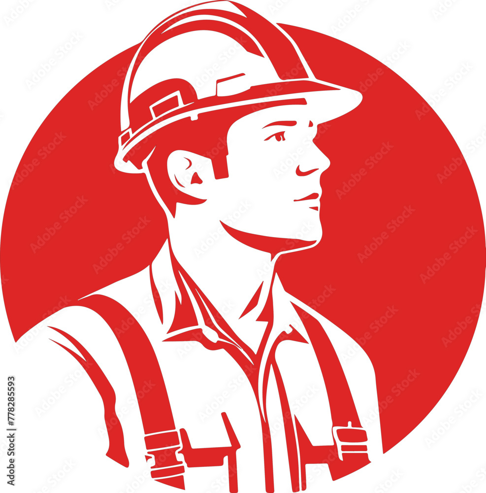 Safety mascot logo red white background Safety mascot logo red white background